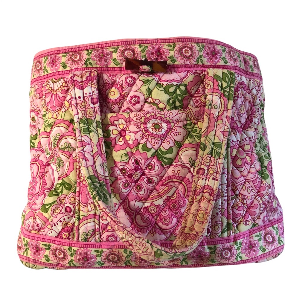 Vera Bradley Pink Floral Bucket Tote Purse Discontinued Print